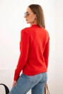 Damenpullover mit Stehkragen aus weichem Strick rot
