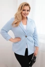 Marynarka damska z wiskozy Plus Size z długim rękawem i kołnierzem niebieska