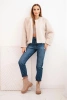 Women's fur jacket without fastening beige