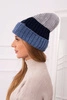 Cap with fleece Bojana K265 jeans+navy blue+light grey