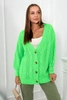 Buttoned sweater with puff sleeves green neon