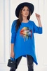 Blouse oversize with rainbow lips print mauve-blue