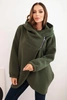 Damenpullover mit Kapuze und asymmetrischem Reißverschluss khaki