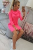 Dress with a hood and pockets pink neon