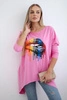 Oversize-Bluse mit Regenbogen-Lippen-Print hellrosa