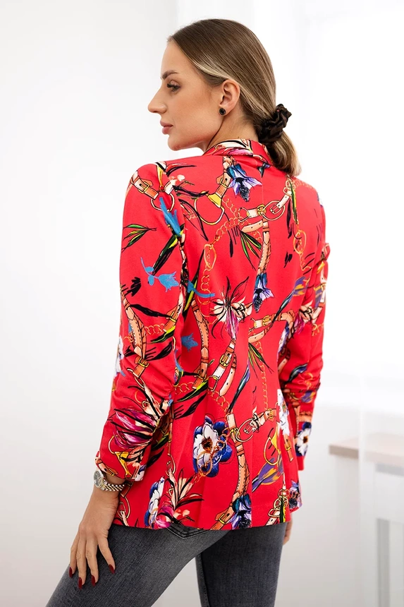 Jacke aus Baumwolle mit buntem Print Himbeere