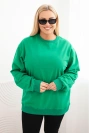 Moteriška pėtelė bluzonė Plus Size medvilninė basic su apvaliu iškirpimu žalia