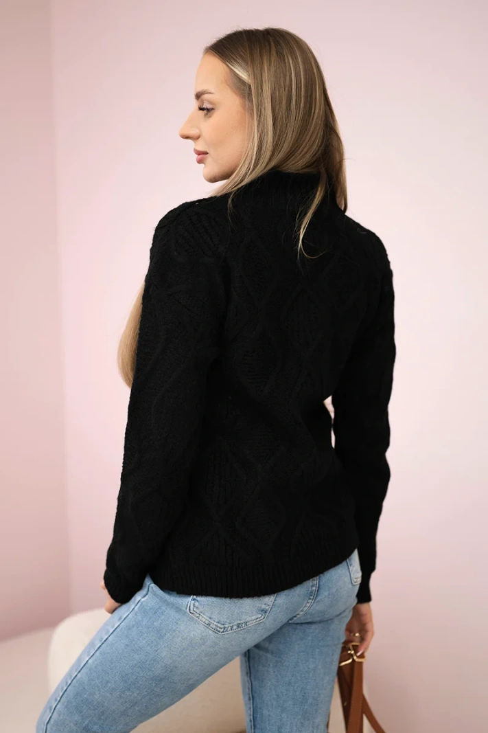 Sweater with decorative weave black