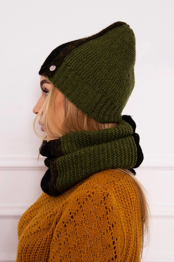 Moteriškas trispalvis rinkinys P103 juoda+haki