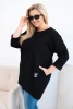 Dámska blúzka Plus Size s dlhším zadným dielom a dlhými rukávmi čierna