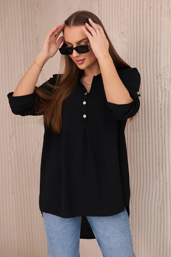 Bluse mit längerem Rücken schwarz