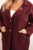 Women's Plus Size coat shearling with wool and pockets plum