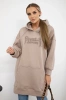 Insulated sweatshirt with embroidered inscription oversize dark beige