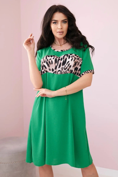 Sukienka z motywem panterki jasno zielona