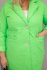 Plus Size women's quilted jacket with decorative buttons and collar neon green