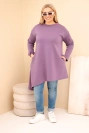 Dámska sukňa Plus Size z viskózy s voľným strihom a dlhým rukávom fialová