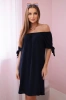 Dress tied on the sleeves navy blue