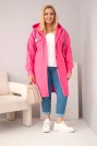 Women's plus-size hooded coat with button fastening pink