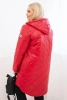 Plus Size women's winter quilted jacket with a hood red