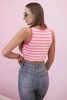 Women's cotton top with a neckline and gold accent neon pink