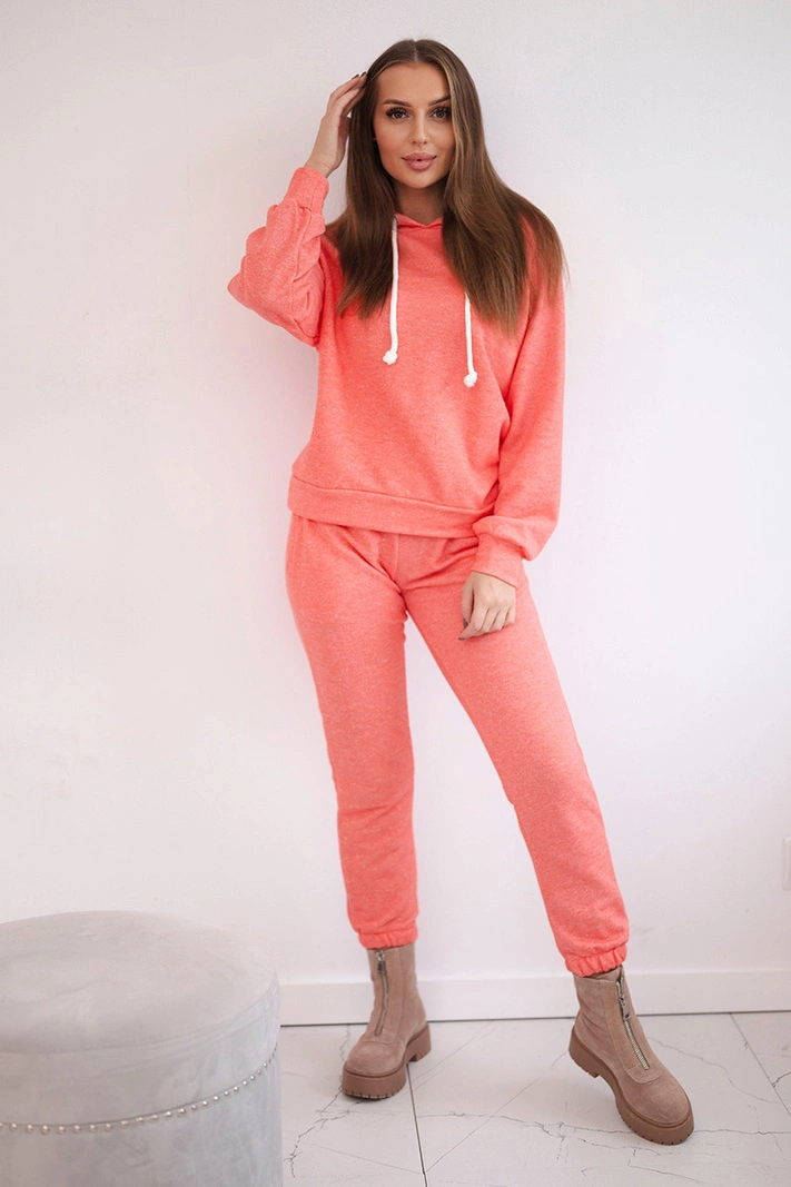 Sweatshirt-Set mit Kapuze in Himbeere