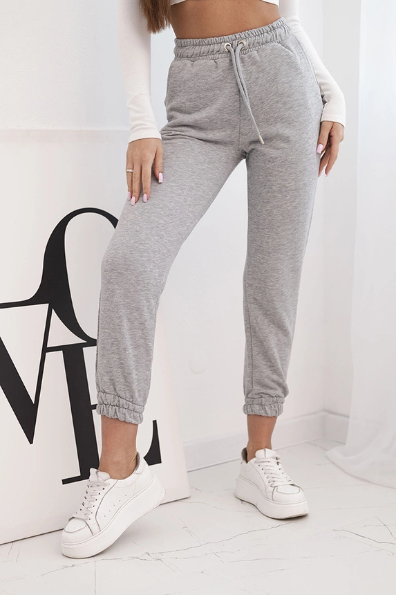 Damen Baumwollhose mit Gummibund grau