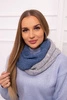 KN14 Dámský dvoubarevný džínový + šedý snood