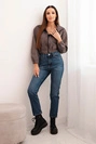 Suede zipper sweatshirt grey