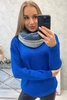 KN14 Dámský dvoubarevný džínový + šedý snood