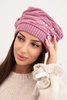 Women's wool winter hat with decorative crystals K399 purple