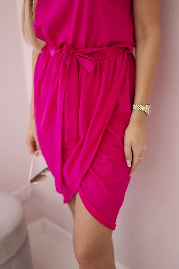Tied dress with an envelope-like bottom fuchsia