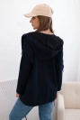 Women's hoodie with a hood and drawstring at the bottom navy blue