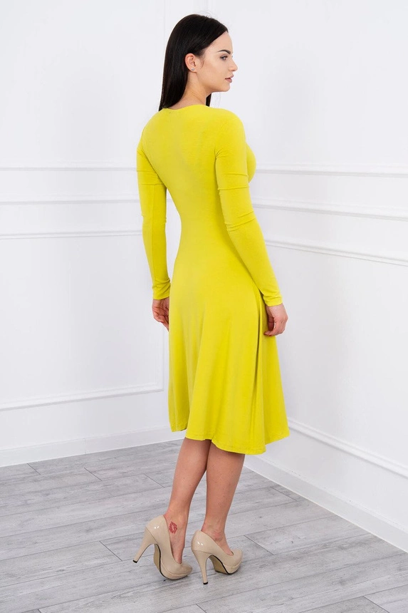 Dress cut under the bust, long sleeve kiwi