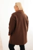 Płaszcz damski Plus Size baranek z wełną i kieszeniami czekoladowy