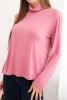 Women's viscose blouse with a turtleneck and long sleeves dark pink