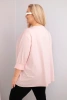 Moteriška plus size marškinėliai su medvilne ilgomis rankovėmis ir raukšlėmis pudro rožinė