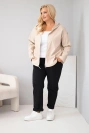 Dámská bunda Plus Size s kapucí a nastavitelným spodkem béžová
