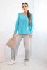 Women's sweater made of viscose with long sleeves and a round neckline turquoise