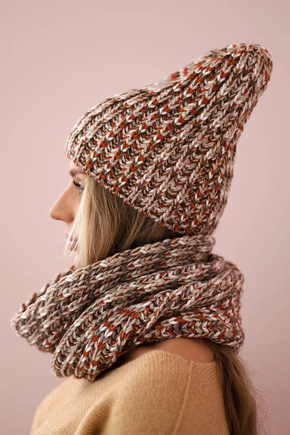 Moteriškas vilnonis rinkinys Merry K202 rudas+raudonas