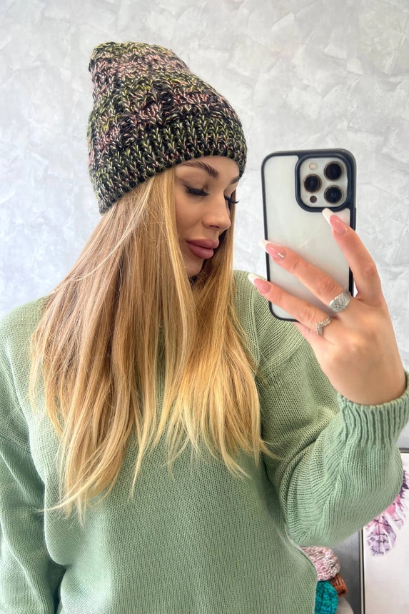 Cap with fleece Melisa K241 black+olive