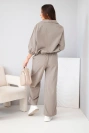 Women's cotton set with wide-leg pants and side stripes fango