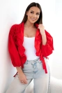 Women's cotton cover-up with ruching and tie fastening red