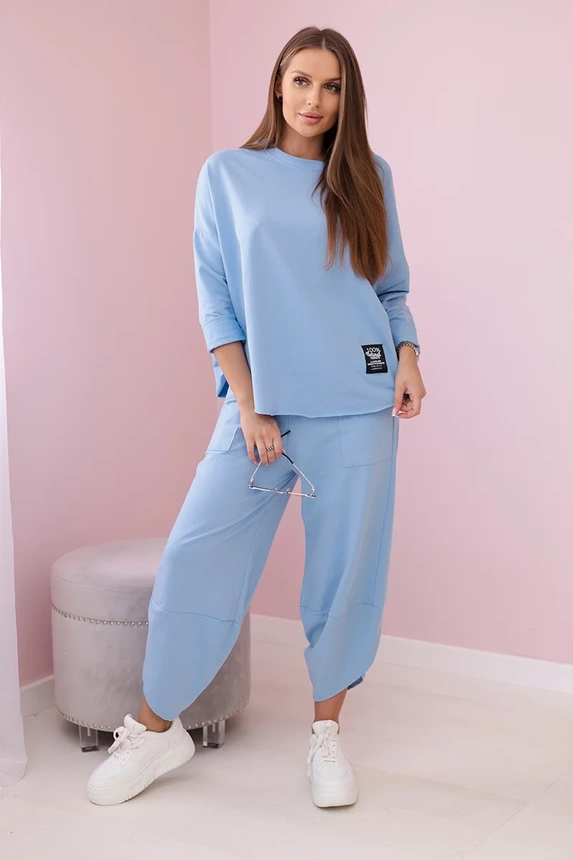 Cotton sweatshirt pants set blue