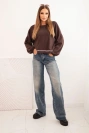 Women's sweatshirt with decorative finish at the bottom brown