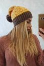 Bibiana vilnonė kepurė K264 mocca+yellow