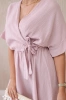 Muslin dress with waist dark pink