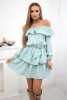 Off-the-shoulder dress with tie at the waist mint