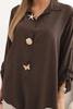 Women's shirt with viscose, decorative buttons, and collar brown