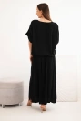 Damen-Set aus Viskose mit Bluse und Rock schwarz