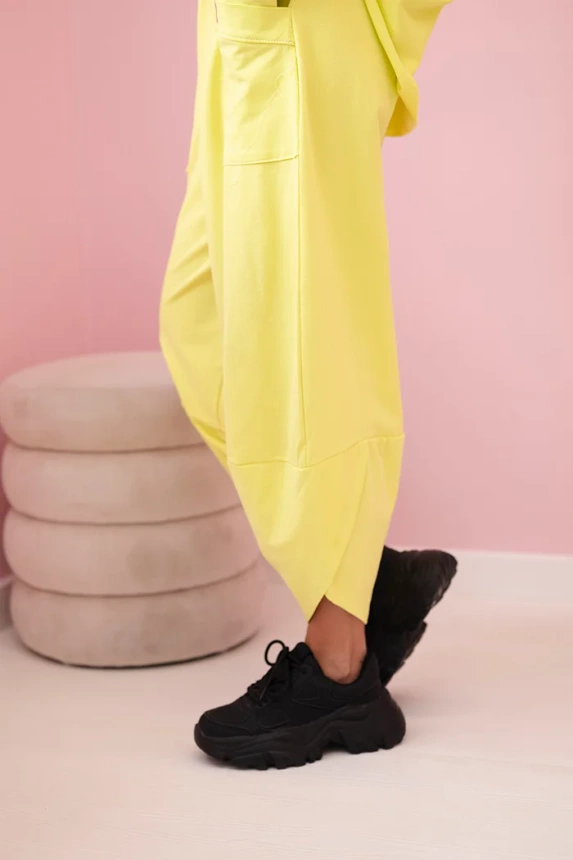 Cotton sweatshirt pants set yellow neon